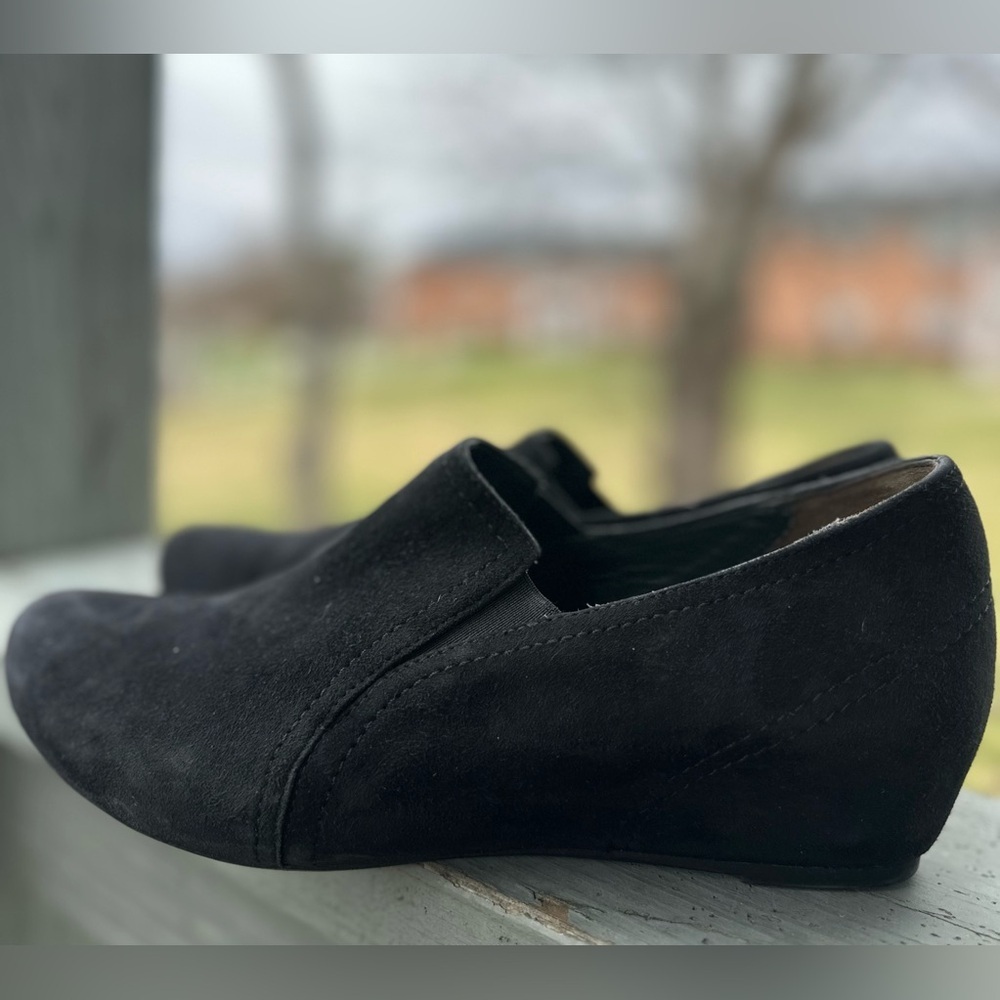 PAUL GREEN Career Workwear Black Leather Suede Sophie US 8.5 Hidden Wedge (UK 6)